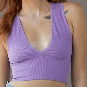 lavender seamless cropped plunge bra top size L